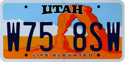 UT license plate W758SW
