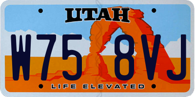 UT license plate W758VJ