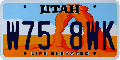 UT license plate W758WK