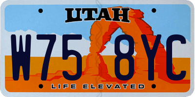 UT license plate W758YC