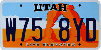 UT license plate W758YD
