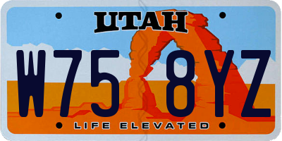 UT license plate W758YZ