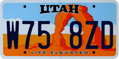 UT license plate W758ZD