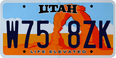 UT license plate W758ZK