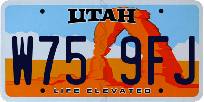UT license plate W759FJ