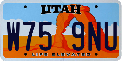 UT license plate W759NU