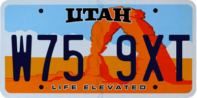 UT license plate W759XT