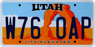 UT license plate W760AP