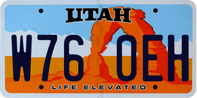 UT license plate W760EH