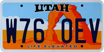 UT license plate W760EV