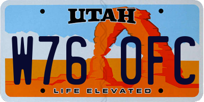 UT license plate W760FC