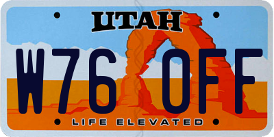 UT license plate W760FF
