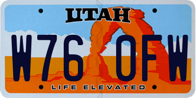 UT license plate W760FW