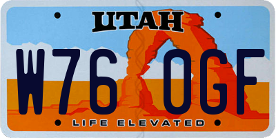 UT license plate W760GF