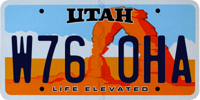 UT license plate W760HA