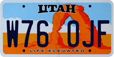 UT license plate W760JF