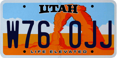 UT license plate W760JJ