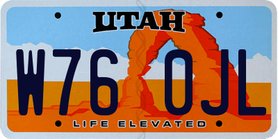 UT license plate W760JL