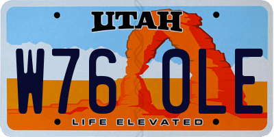 UT license plate W760LE