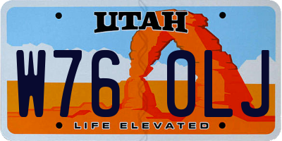 UT license plate W760LJ