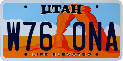 UT license plate W760NA