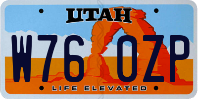 UT license plate W760ZP