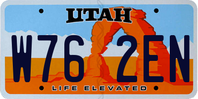 UT license plate W762EN