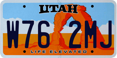 UT license plate W762MJ