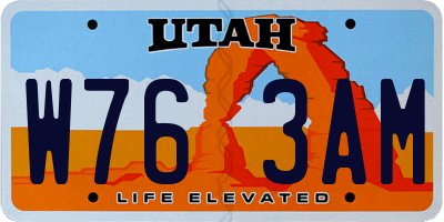 UT license plate W763AM