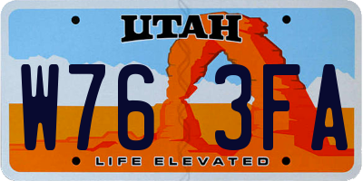 UT license plate W763FA