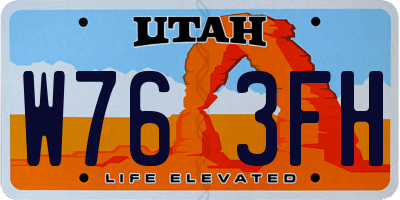 UT license plate W763FH