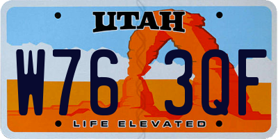 UT license plate W763QF
