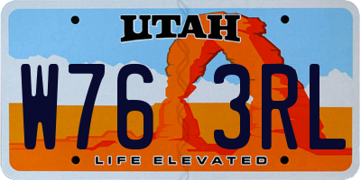UT license plate W763RL