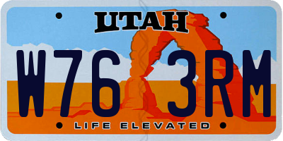 UT license plate W763RM