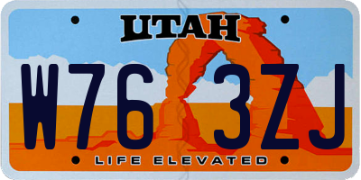 UT license plate W763ZJ