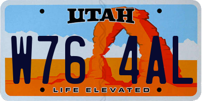UT license plate W764AL