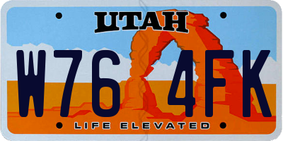 UT license plate W764FK