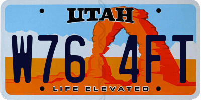 UT license plate W764FT