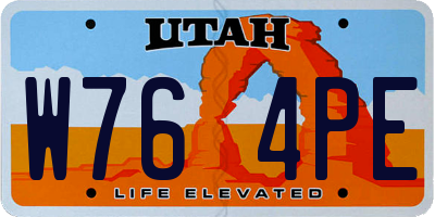 UT license plate W764PE