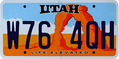 UT license plate W764QH