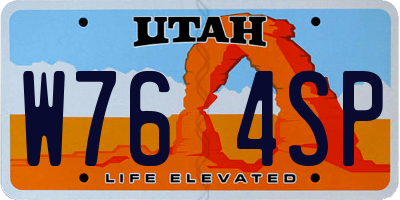 UT license plate W764SP