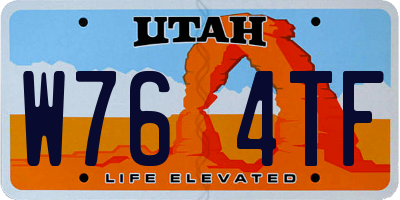 UT license plate W764TF