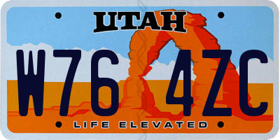 UT license plate W764ZC