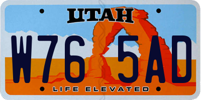 UT license plate W765AD