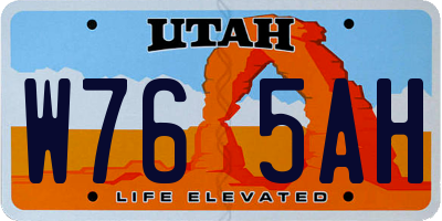 UT license plate W765AH