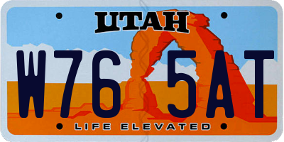 UT license plate W765AT
