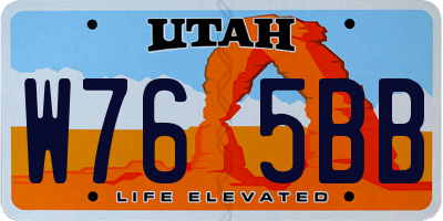 UT license plate W765BB