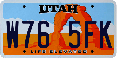UT license plate W765FK