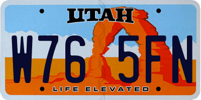 UT license plate W765FN
