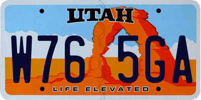 UT license plate W765GA